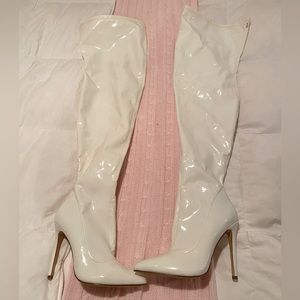 Latex thigh high stiletto